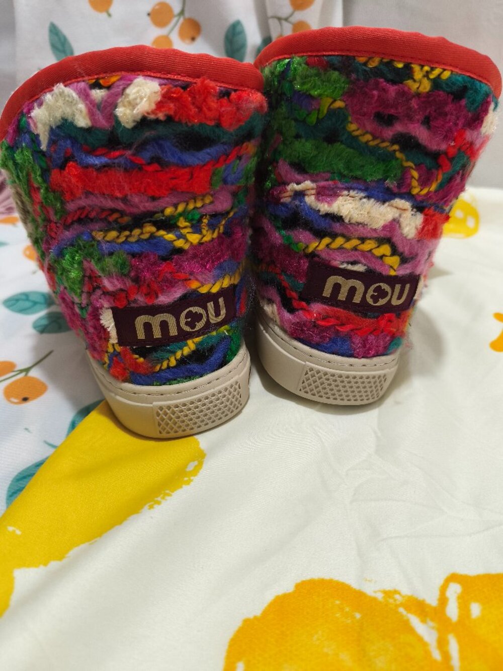 Mou Mou Multicolor Knit Short Winter Boots - Picture 2 of 8